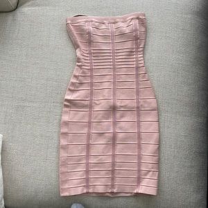 Herve Leger Pink Bandage Strapless Dress